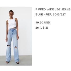 ZARA Ripped Wide Leg Jeans (never been worn)
